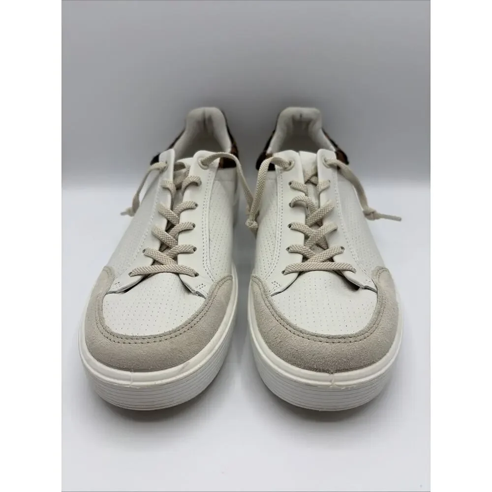 ECCO Soft White Leather Lace Up Sneakers Women’s Sz US 8-8.5 EU 39 Comfort Shoes